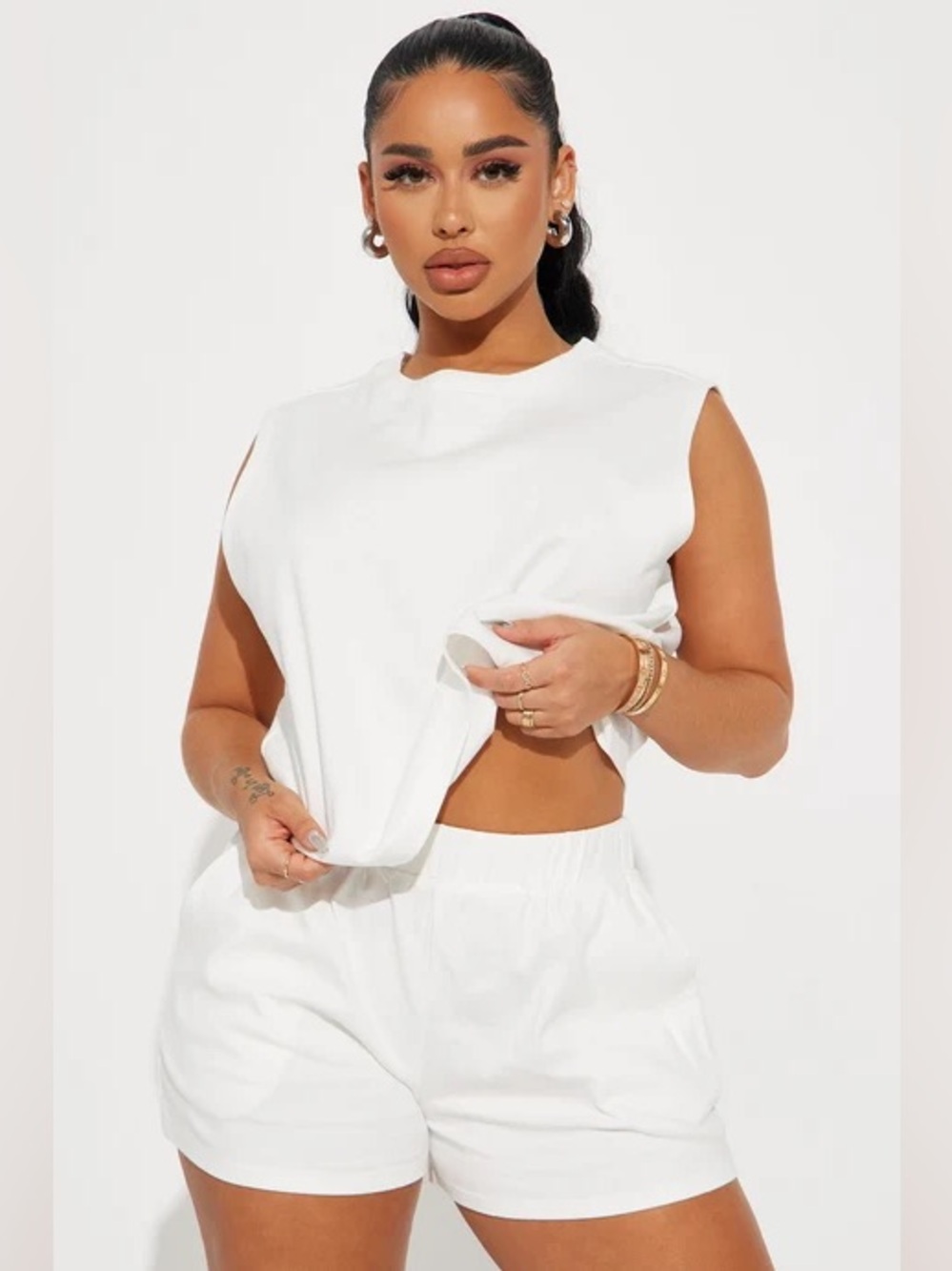 Fashion Nova Better Believe Short Set - White